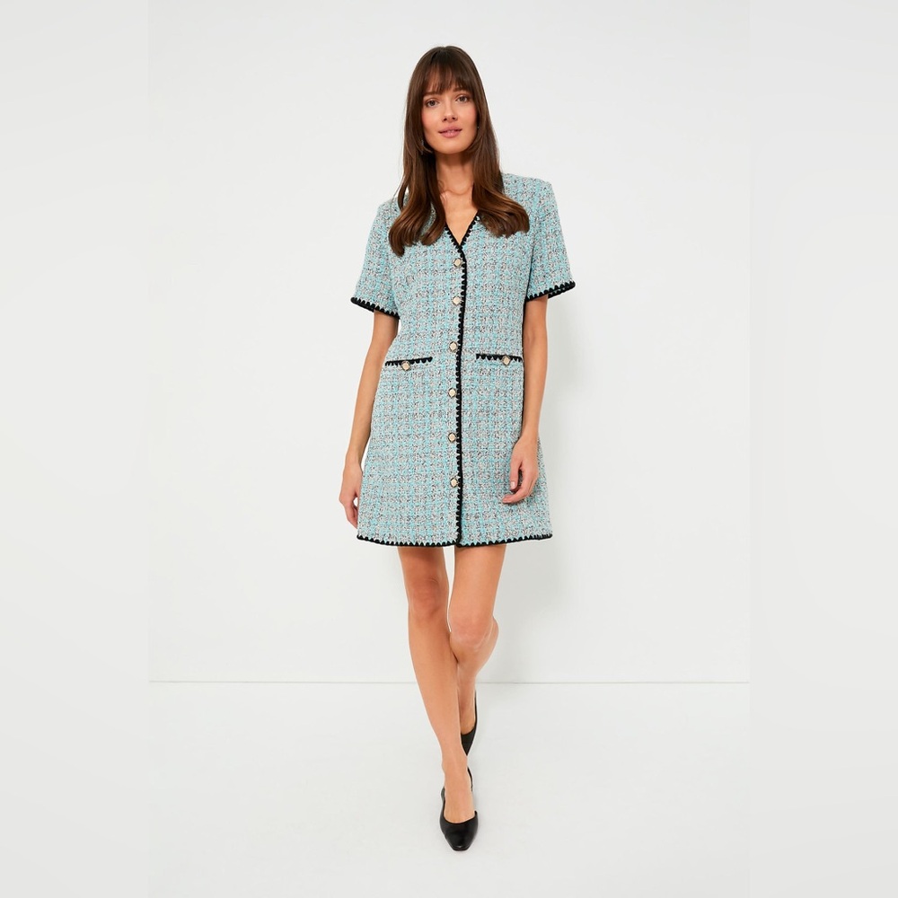POMANDER PLACE | TUCKERNUCK Blue Tweed Josephine Dress. Size Medium
